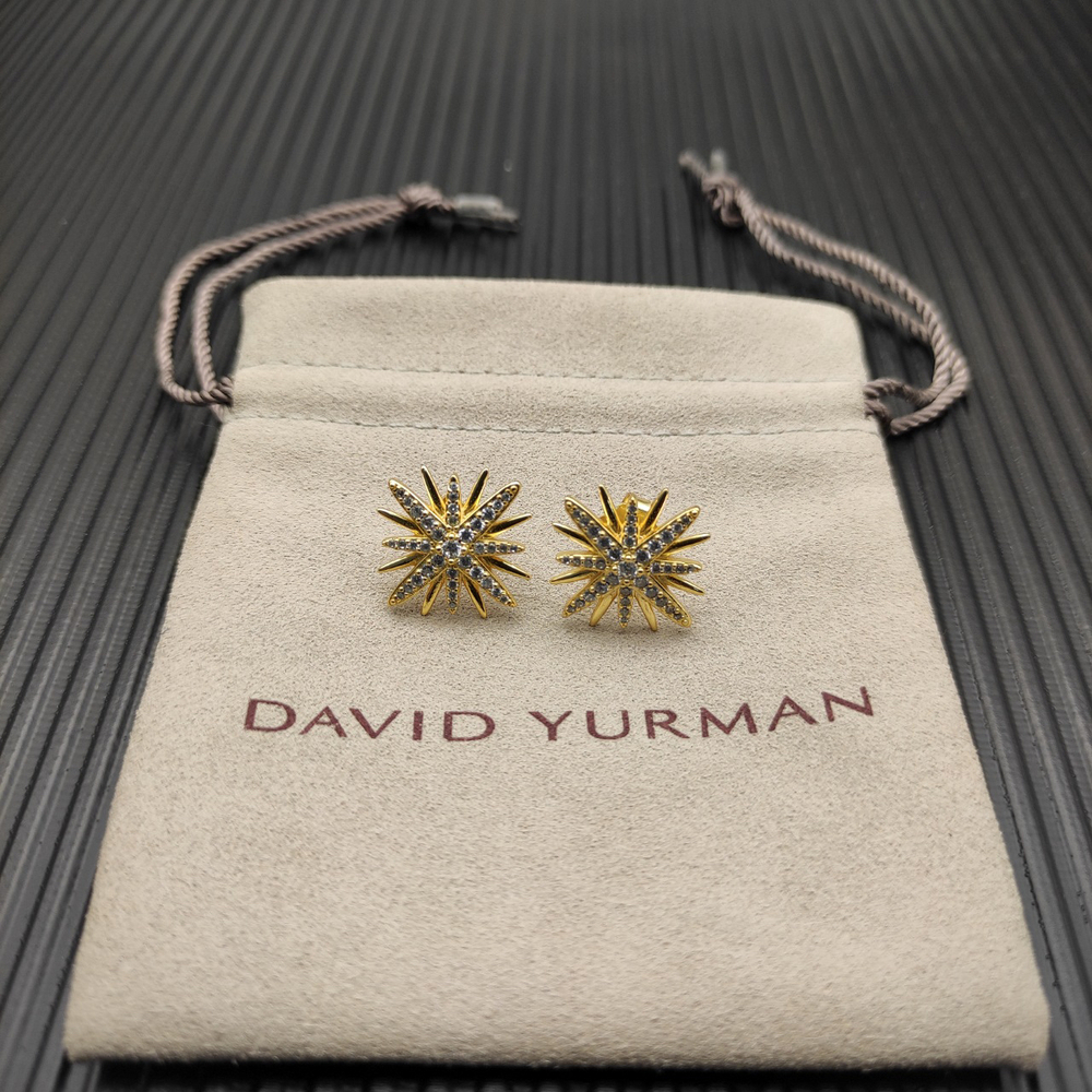 David Yurman Gold Sunflower Diamond Stud Earrings